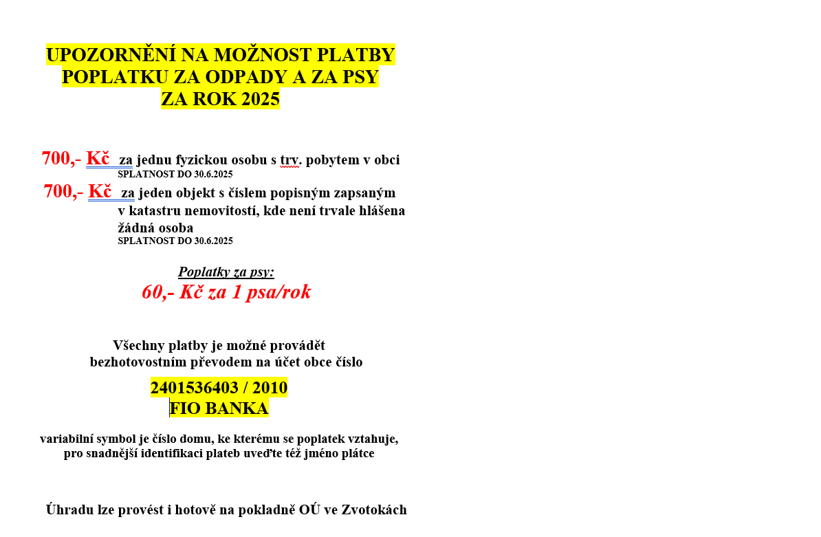 Poplatky za rok 2025