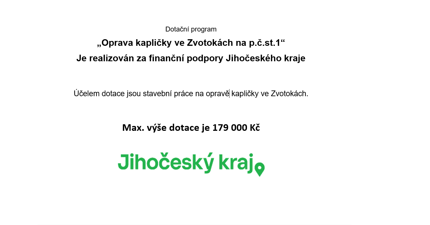 Oprava kapličky ve Zvotokách na p.č.st. 1